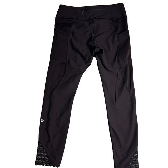 Lululemon Tight Stuff Tight II Womens 8 Black Gray Reflective Dots Scallop Hem - Picture 5 of 11